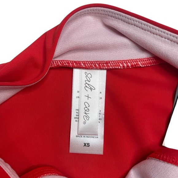 Salt + Cove Ziggy Pop Longline Bikini Top & High-Waist Swim Bottoms Vermillion - Picture 9 of 10